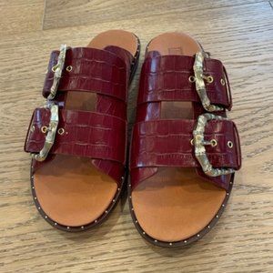 Fitflop Kaia Croc Print Slides Maroon US size 7
